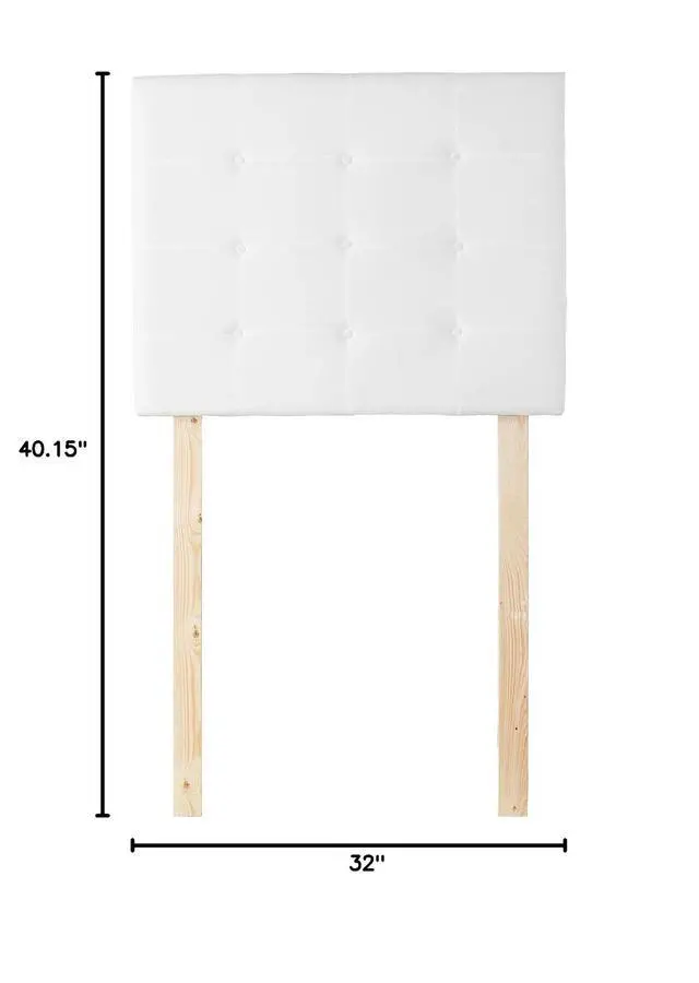 Alt view image 3 of 3 - Villa Classic - Tufted - Plush College Dorm Headboard - White - with Legs