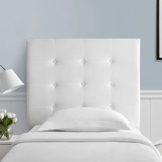 Alt view image 2 of 3 - Villa Classic - Tufted - Plush College Dorm Headboard - White - with Legs