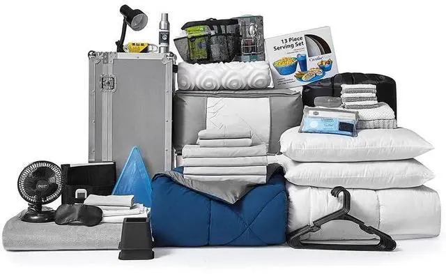 Alt view image 2 of 7 - 100% Complete - Twin XL Bedding & Dorm Essentials Package - Granite Gray/Nightfall Navy Color Set