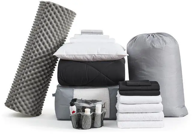 Main image of College Dorm Bedding Pack - Twin XL Bed in a Bag - Black Color Set