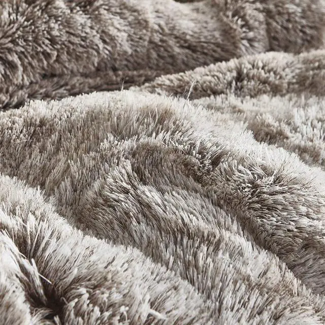Alt view image 3 of 7 - are You Kidding Coma Inducer Oversized King Comforter Set - Frost Chocolate | Shaggy fluffy plush comforter set with premium bedding materials for Coma Worthy Sleep.