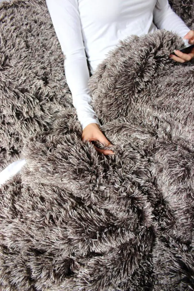 Alt view image 6 of 7 - are You Kidding Coma Inducer Oversized King Comforter Set - Frost Chocolate | Shaggy fluffy plush comforter set with premium bedding materials for Coma Worthy Sleep.