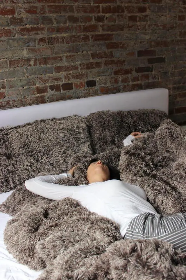Alt view image 4 of 7 - are You Kidding Coma Inducer Oversized King Comforter Set - Frost Chocolate | Shaggy fluffy plush comforter set with premium bedding materials for Coma Worthy Sleep.