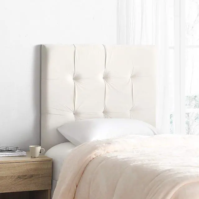 Alt view image 2 of 3 - Mo' Classic College Headboard with Legs - Plush Velvet White