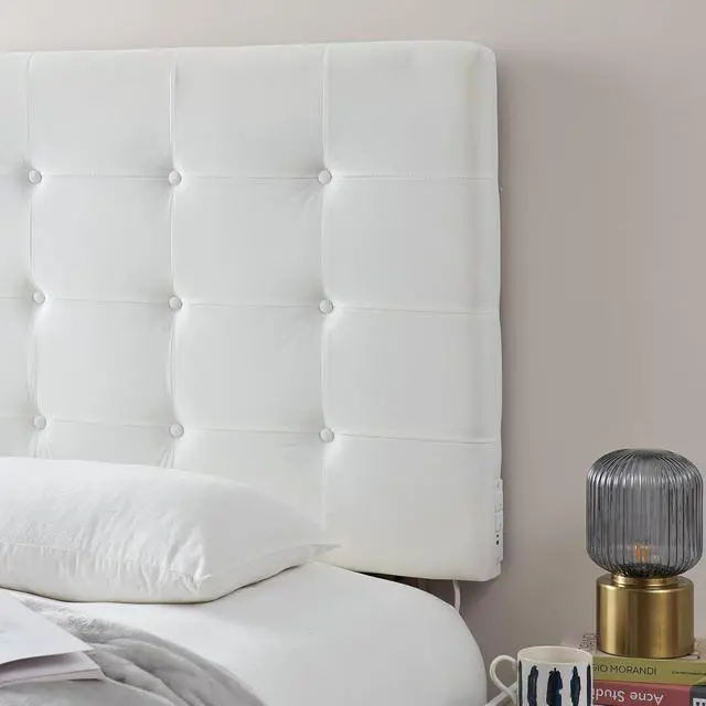 Alt view image 3 of 4 - Villa Classic Tufted Plush Right Side Outlet Headboard with Legs - White