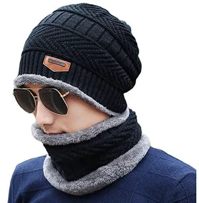 Main image of Bundle Up Beanie Set - Unisex Youth Hat and Neck Warmer - Black/Gray