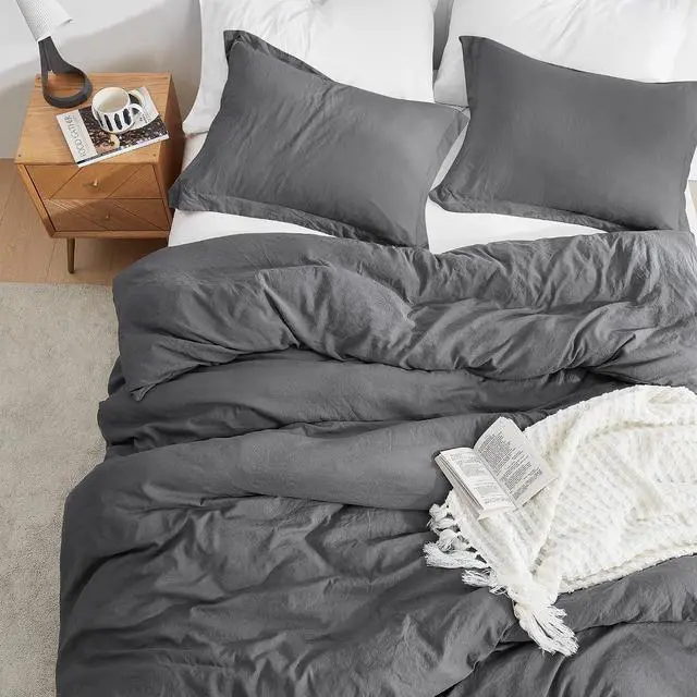 Alt view image 2 of 3 - Duvet Cover - Natural Loft King - Pewter