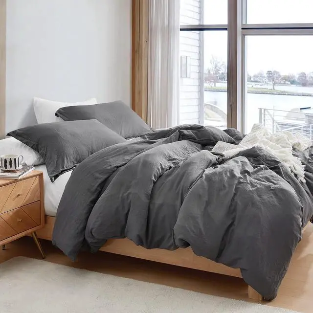 Alt view image 3 of 3 - Duvet Cover - Natural Loft King - Pewter