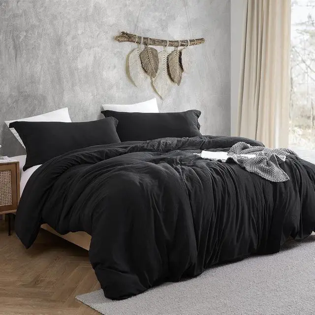 Alt view image 3 of 4 - Duvet Cover - Natural Loft King - Black