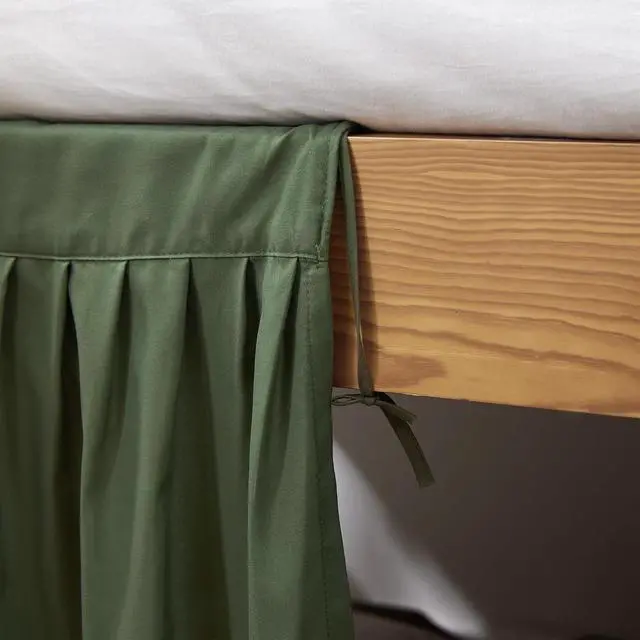 Alt view image 3 of 3 - Dorm Sized Bed Skirt Panel with Ties (3 Panel Set) - Hero Green - 30" Drop Length
