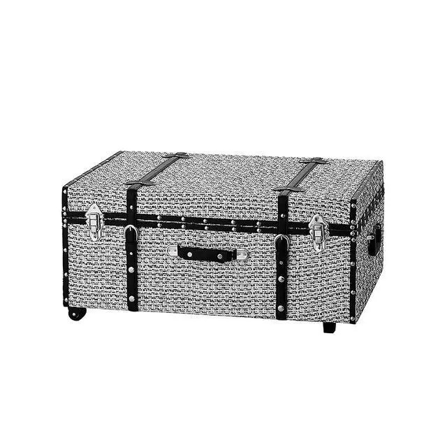 Main image of Texture® Brand Trunk - White Threaded Black 29"L x 20"W x 14"H