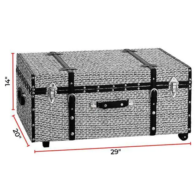 Alt view image 5 of 5 - Texture® Brand Trunk - White Threaded Black 29"L x 20"W x 14"H