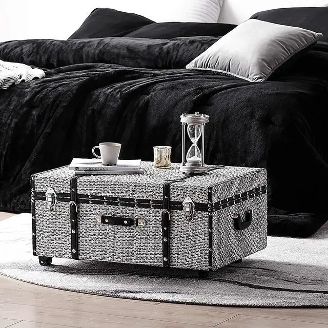 Alt view image 4 of 5 - Texture® Brand Trunk - White Threaded Black 29"L x 20"W x 14"H