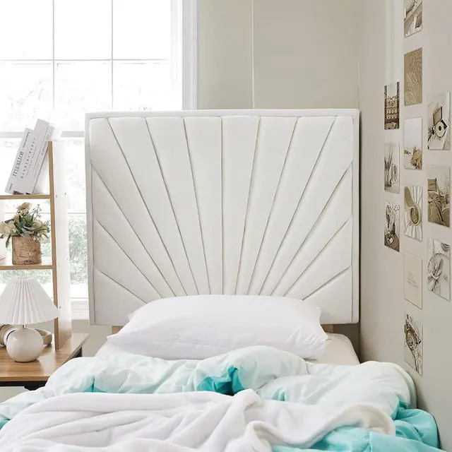 Alt view image 2 of 4 - Tavira Allure® College Dorm Headboard with Legs - Sunrise Panel - Velvety White