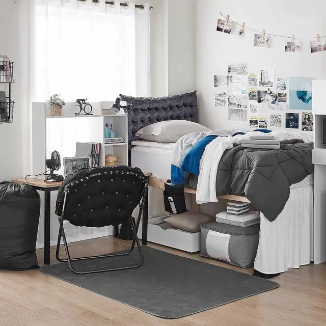 Alt view image 2 of 3 - Dorm Sized Bed Skirt Panel with Ties (1 Panel) - White