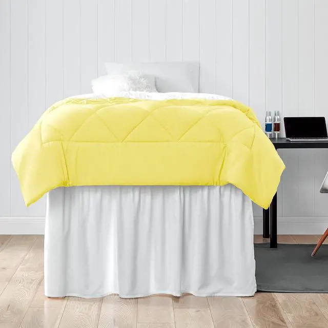 Alt view image 3 of 3 - Dorm Sized Bed Skirt Panel with Ties (1 Panel) - White