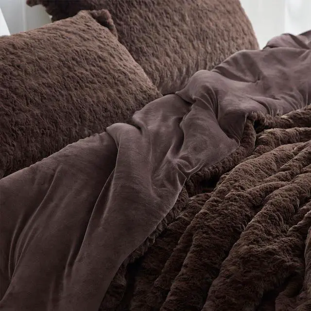 Alt view image 3 of 6 - Fluffy Buffalo - Coma Inducer® Oversized Queen Comforter Set - Earthtone Brown