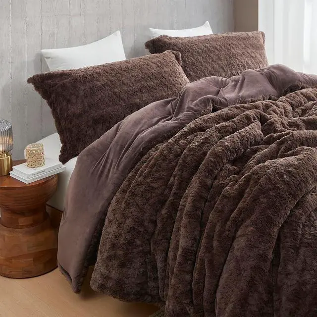 Alt view image 4 of 6 - Fluffy Buffalo - Coma Inducer® Oversized Queen Comforter Set - Earthtone Brown