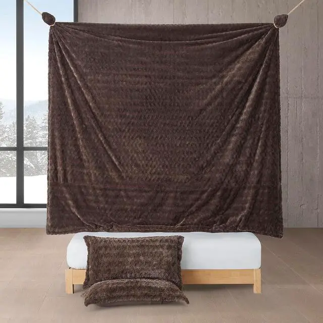 Alt view image 5 of 6 - Fluffy Buffalo - Coma Inducer® Oversized Queen Comforter Set - Earthtone Brown