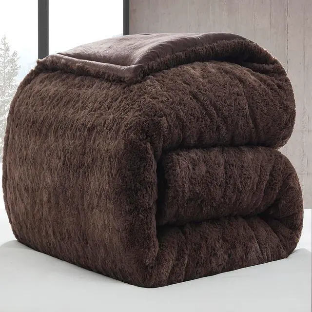 Alt view image 6 of 6 - Fluffy Buffalo - Coma Inducer® Oversized Queen Comforter Set - Earthtone Brown
