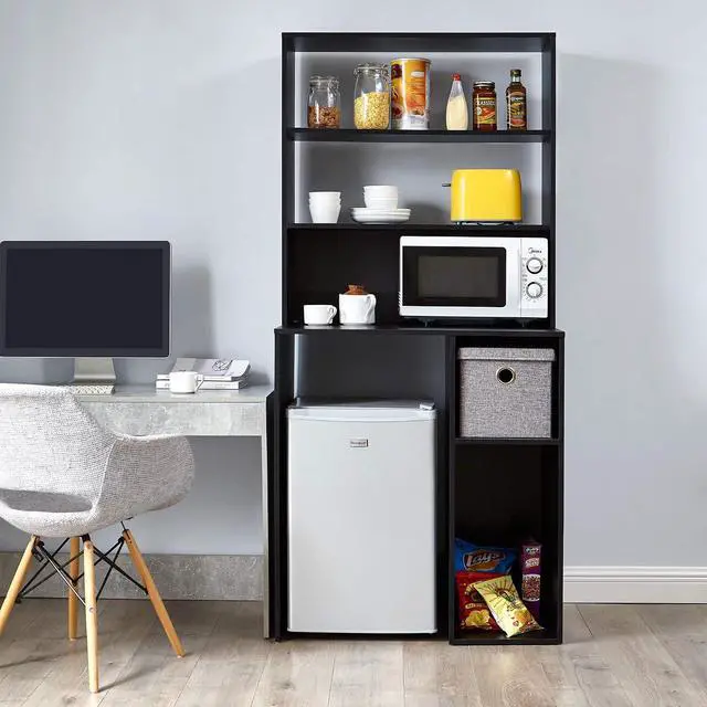Alt view image 2 of 4 - Yak About It Mini Fridge Dorm Station with Top Shelf - Black