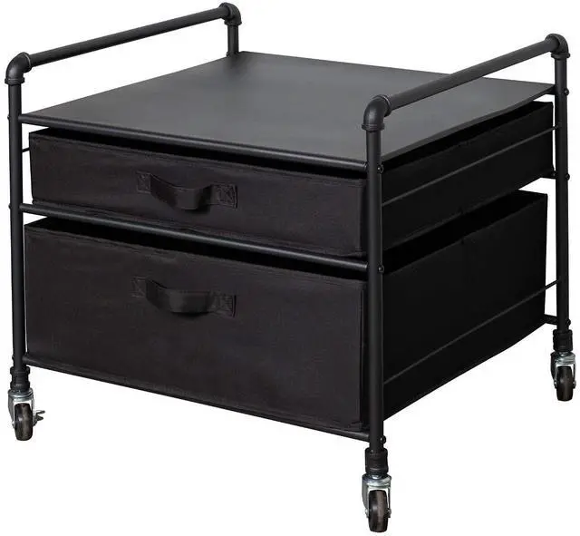 Main image of The Fridge Stand Supreme - Drawer Organization - Black Pipe Frame with Black Drawers