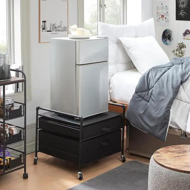 Alt view image 2 of 7 - The Fridge Stand Supreme - Drawer Organization - Black Pipe Frame with Black Drawers