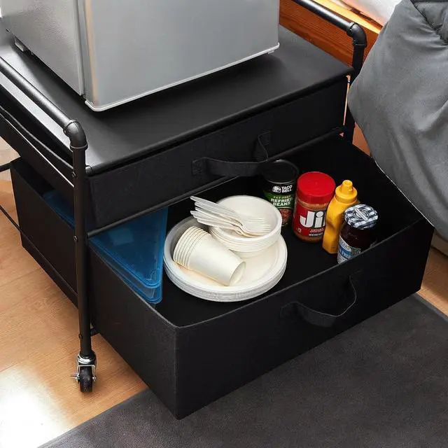 Alt view image 3 of 7 - The Fridge Stand Supreme - Drawer Organization - Black Pipe Frame with Black Drawers