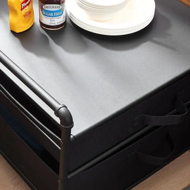 Alt view image 4 of 7 - The Fridge Stand Supreme - Drawer Organization - Black Pipe Frame with Black Drawers