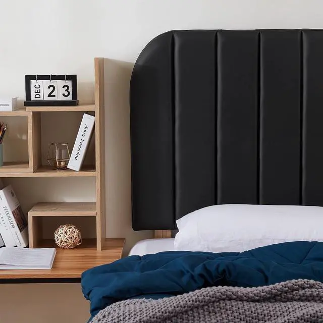 Alt view image 3 of 4 - Tavira Allure® College Dorm Headboard - Bevel Panel - Faux Leather Black