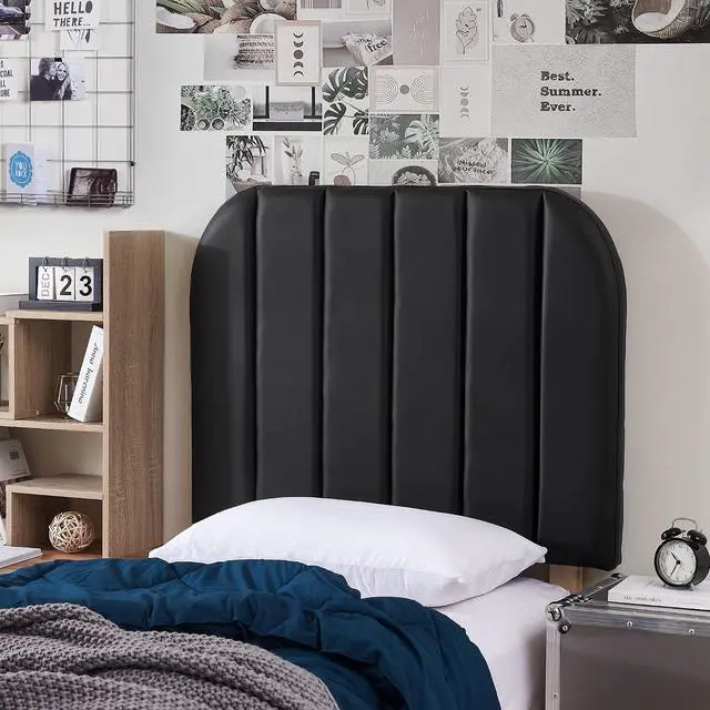 Alt view image 2 of 4 - Tavira Allure® College Dorm Headboard - Bevel Panel - Faux Leather Black