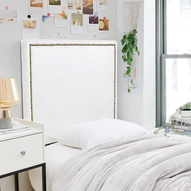 Main image of Tavira Allure® College Dorm Right Side Outlet Headboard with Legs - Rivet Frame - White
