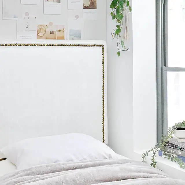 Alt view image 3 of 4 - Tavira Allure® College Dorm Right Side Outlet Headboard with Legs - Rivet Frame - White