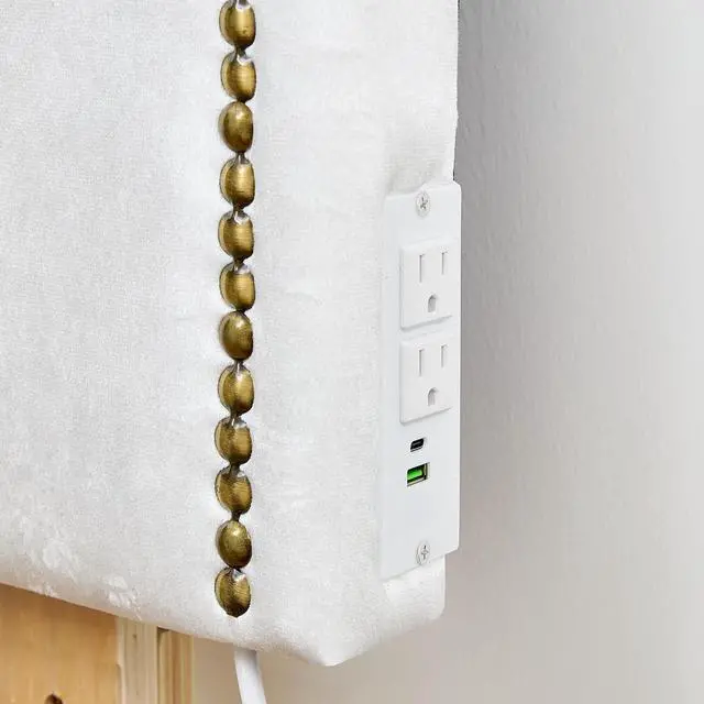 Alt view image 4 of 4 - Tavira Allure® College Dorm Right Side Outlet Headboard with Legs - Rivet Frame - White