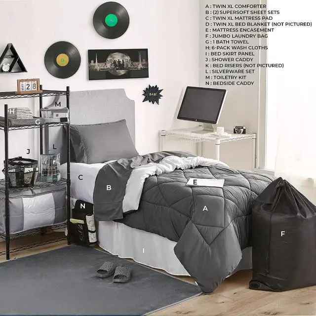 Alt view image 3 of 3 - The 44-Piece College Dorm Essentials Set - Totally Complete - Granite Gray/Jet Stream Color Set