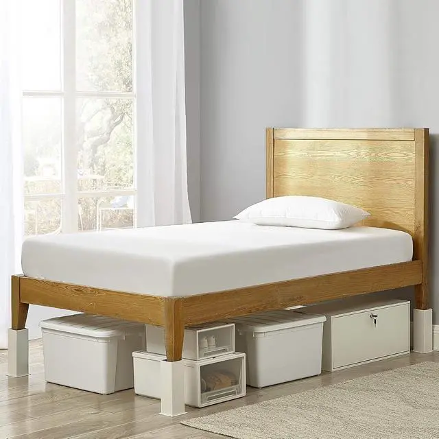 Alt view image 3 of 3 - Carbon Steel Bed Risers for Twin/TXL Beds - 8" Lift - White