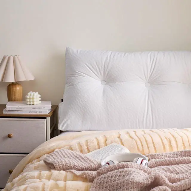 Alt view image 2 of 4 - Rainha - Lounger Tufted Twin XL Headboard Pillow - White