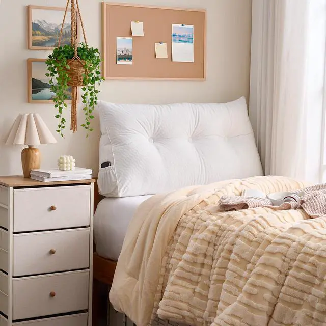 Alt view image 3 of 4 - Rainha - Lounger Tufted Twin XL Headboard Pillow - White