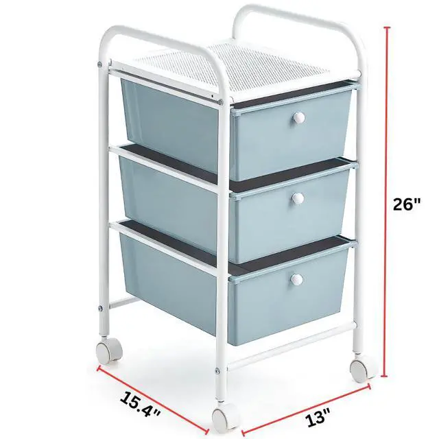 Alt view image 3 of 5 - Suprima® Storage Carts - 3 Drawer Shelf - Gray