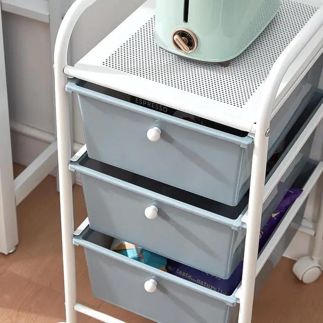 Alt view image 4 of 5 - Suprima® Storage Carts - 3 Drawer Shelf - Gray