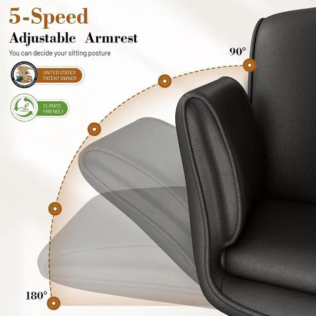 Alt view image 4 of 7 - Criss Cross Chair with Wheels & Armrests,Comfy Wide Vanity Chair,Scratch-Resistant Pu Leather Cross Legged Desk Chair,Height Adjustable Computer Office Desk Chairs for Home,Makeup,Bedroom