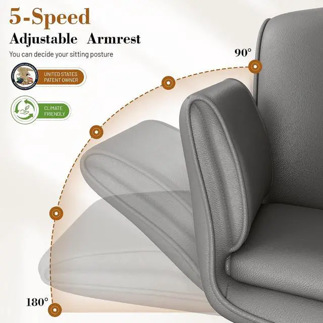 Alt view image 4 of 7 - Criss Cross Chair with Wheels & Armrests,Comfy Wide Vanity Chair,Scratch-Resistant Pu Leather Cross Legged Desk Chair,Height Adjustable Computer Office Desk Chairs for Home,Makeup,Bedroom