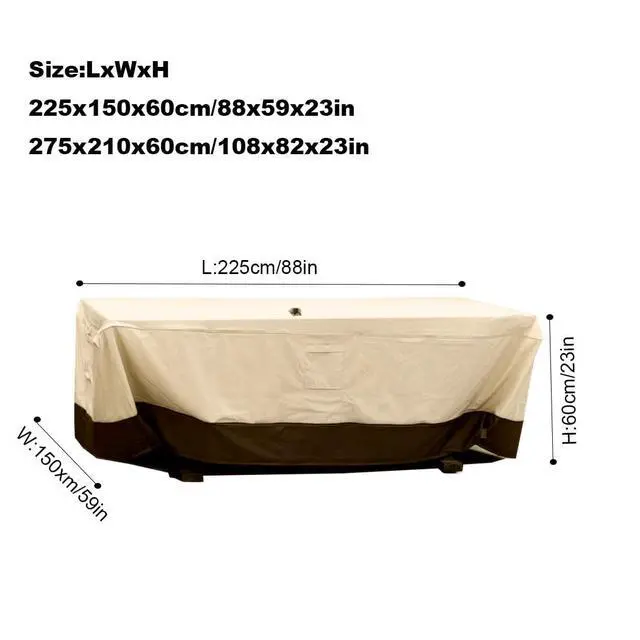 Alt view image 3 of 7 - Patio Table Chair Set Cover with Umbrella Hole Water-Resistant Outdoor Furniture Cover Rectangular / Oval Veranda Garden Table Covers (88x59x23in)