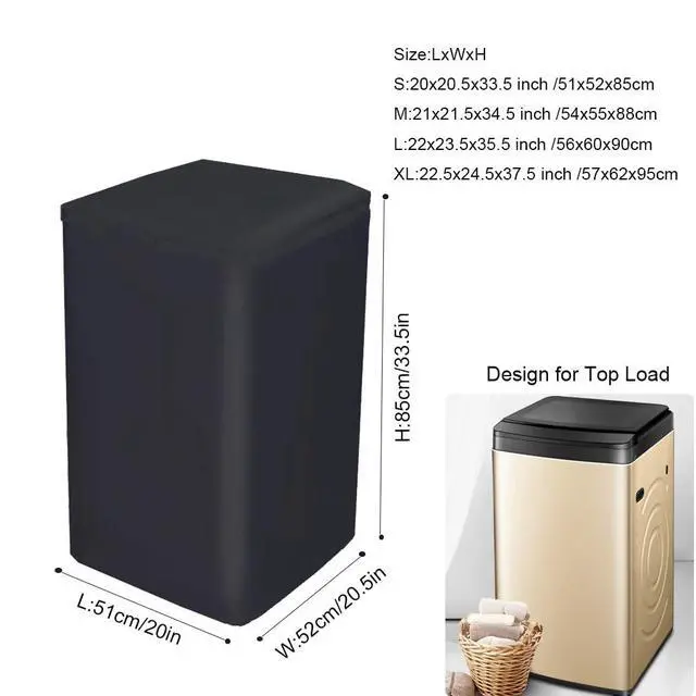 Alt view image 6 of 7 - Top Load Washing Machine Protection Cover - Dustproof, Waterproof, Black (XL-22.5x24.5x37.5inch)
