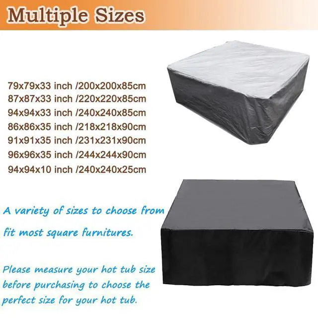 Alt view image 4 of 7 - Patio Waterproof Hot Tub Cover 91x91x35 Inch Outdoor SPA Covers Replacement for Square Hot Tub Durable Swimming Pool Protector Cover (91x91x35 inch, Black)