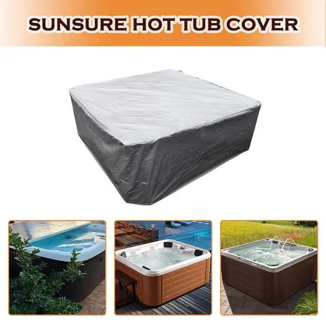 Alt view image 5 of 7 - Patio Waterproof Hot Tub Cover 86x86x35 Inch Outdoor SPA Covers Replacement for Square Hot Tub Durable Swimming Pool Protector Cover (86x86x35 inch, Silver)