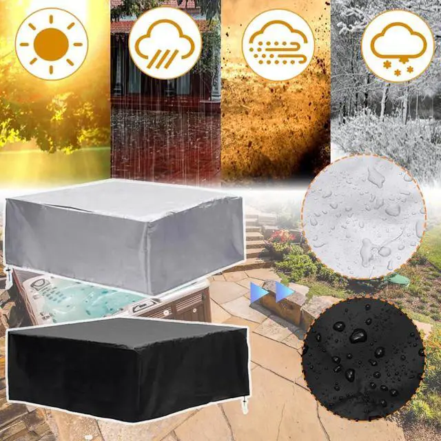 Alt view image 6 of 7 - Patio Waterproof Hot Tub Cover 91x91x35 Inch Outdoor SPA Covers Replacement for Square Hot Tub Durable Swimming Pool Protector Cover (91x91x35 inch, Black)