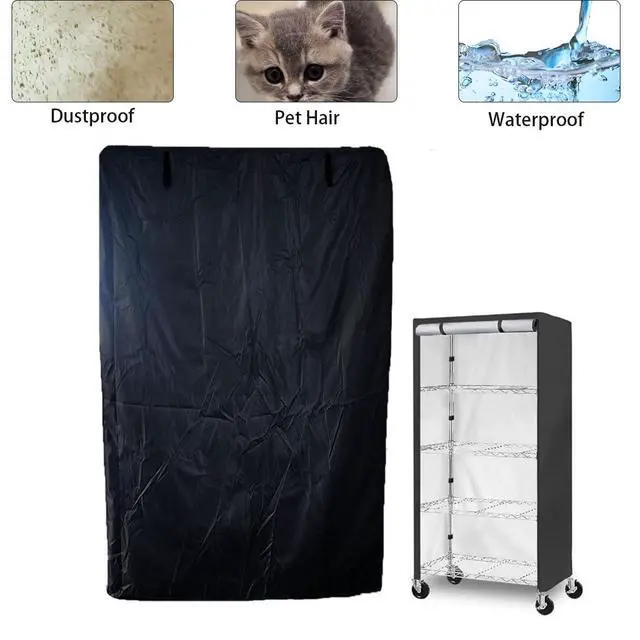Alt view image 2 of 7 - Shelf Unit Cover with Zipper Waterproof Shelf Covers Indoor Storage Rack Covers Dustproof Furniture Sets Protection for Home & Kitchen (36x21x60in)