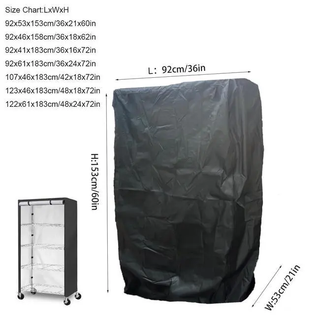 Alt view image 6 of 7 - Shelf Unit Cover with Zipper Waterproof Shelf Covers Indoor Storage Rack Covers Dustproof Furniture Sets Protection for Home & Kitchen (36x21x60in)