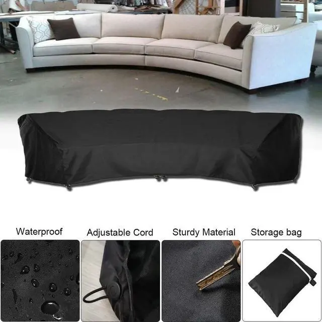 Alt view image 5 of 7 - Outdoor Curved Sofa Cover 190x39x36in Patio Sofa Covers Waterproof Furniture Sets Cover Sectional Curved Couch Protector for Indoor Outdoor Sofa Sets